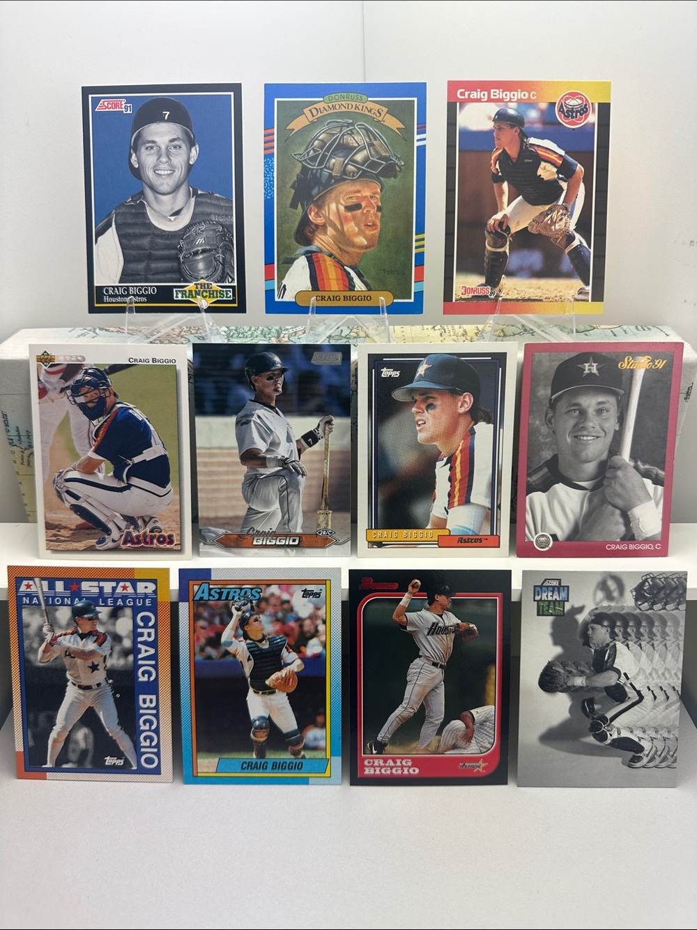 Craig Biggio Rookie card in Astros vintage lot of 11